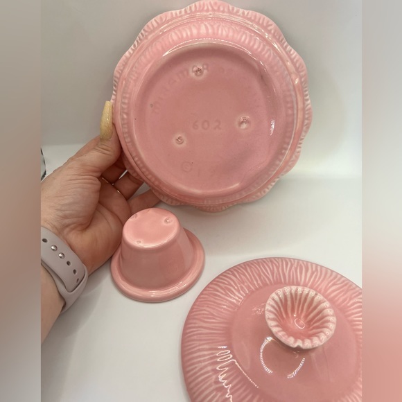 Vintage 1956 Miramar California Pink Pottery Covered Dish w/ Votive Holder - Picture 4 of 7